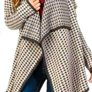 Houndstooth waterfall front flow cardigan